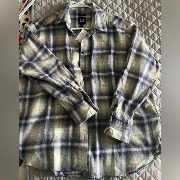 GAP Tops - GAP Women’s Casual Blue and Cream Plaid Shirt